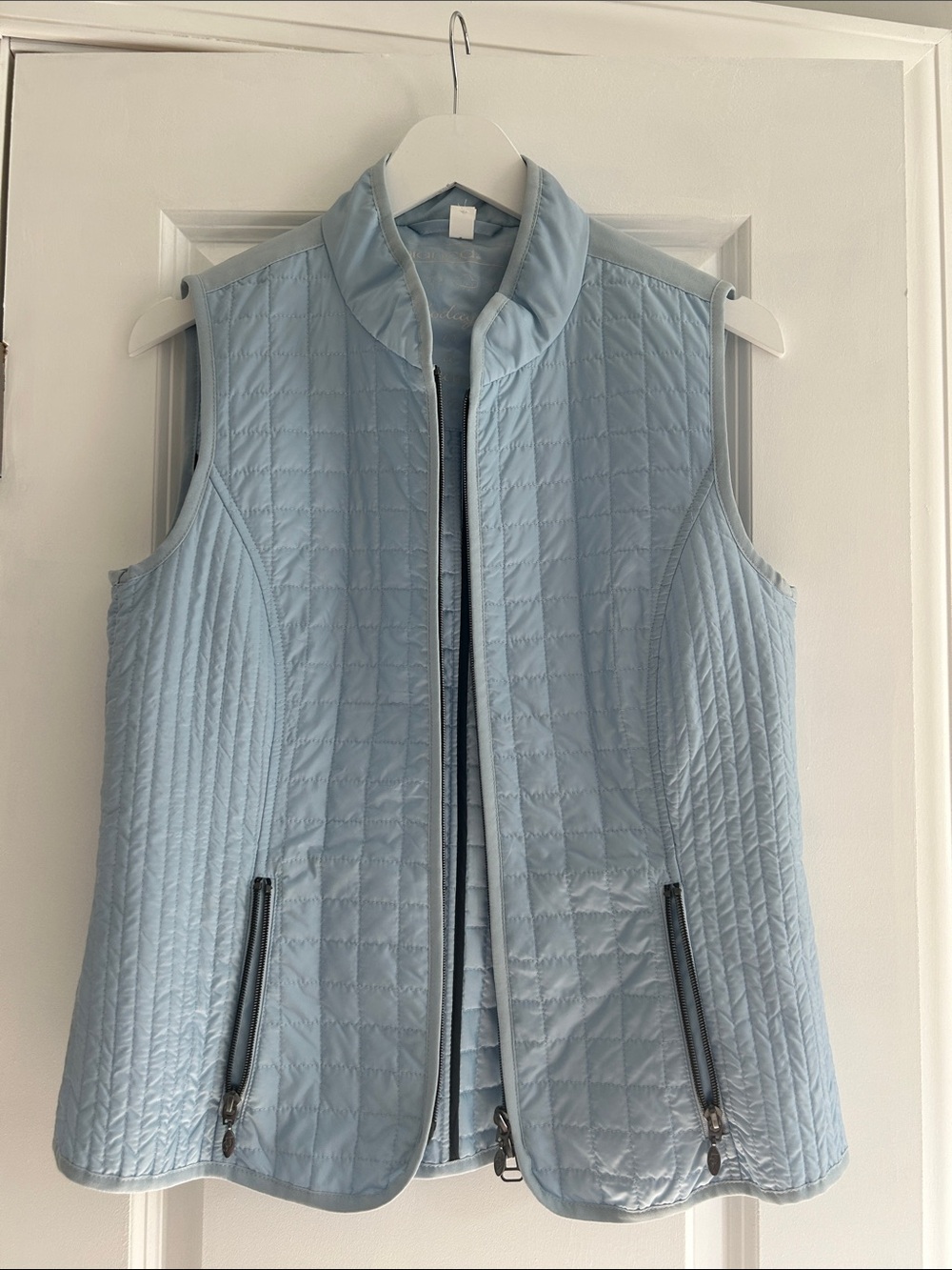 Light Blue Quilted Women's Vest - Sleeveless Jacket